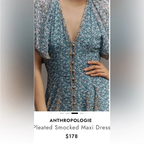 Anthropologie Blue Floral Maxi Dress - Picture 2 of 15